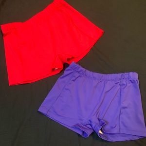 Red and purple. Size medium. Spandex.